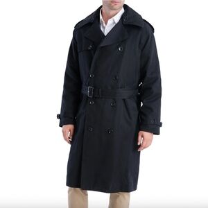 Ralph Lauren Men's Iconic Double Breasted Trench Coat Size 40R in Black